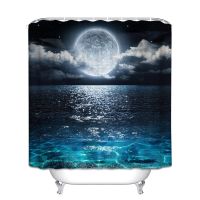 Baltan HOME LY1 Dreamy Sea Surface Shower Curtain Waterproof Polyester Digital Printing Hooked Night Starry Sky Moon Shower Curtain Product