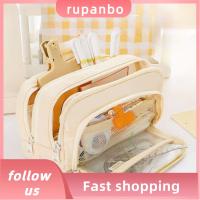 RUPANBO039392692 ซิปมีซิป กระเป๋าดินสอใส จุได้มาก หลายชั้นหลายชั้น กระเป๋าใส่เครื่องเขียน อุปกรณ์การเรียนสำหรับโรงเรียน ผ้าใบแคนวาส กล่องใส่ปากกา เด็กๆเด็กๆ