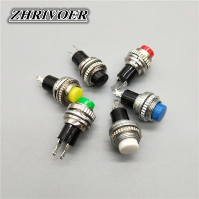 6Pcs 10mm DS-211/DS-213 Self-reset Plastic Push Button Switch Momentary 1A 125VAC 2PIN 6Color