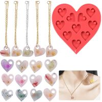 DIY Pendant Crystal Epoxy Resin Mold Heart Shaped Earrings With Holes Love Valentines Day Chocolate Silicone Mold