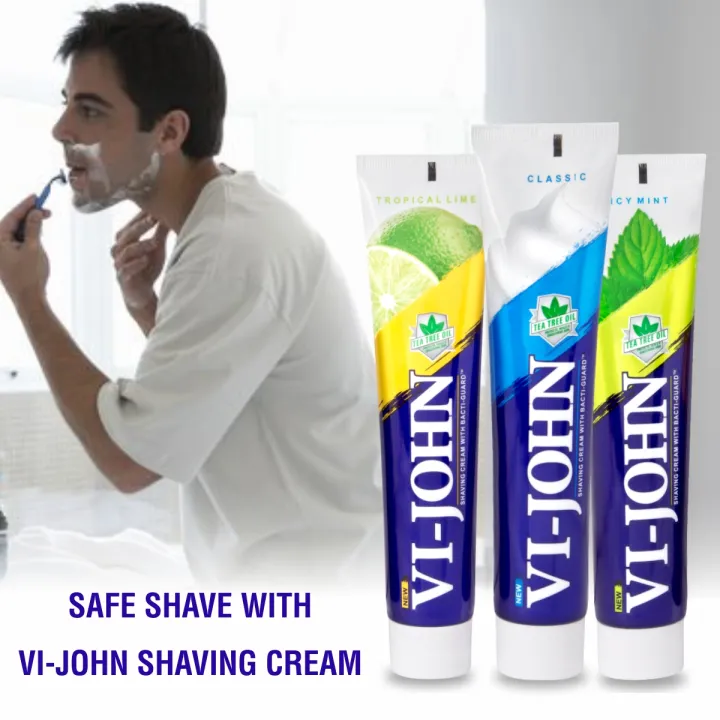 VIJOHN Shaving Cream With Bacti Guard Icy Mint 125g [HALAL] Lazada