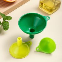 3pc Funnel Set Plastic Funnel Oil Water Spices Wine Funnel Kitchen Tool With Brush