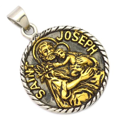 【CW】▫  Bible Christianity Joseph Hold Mens Medal Necklace Pendant
