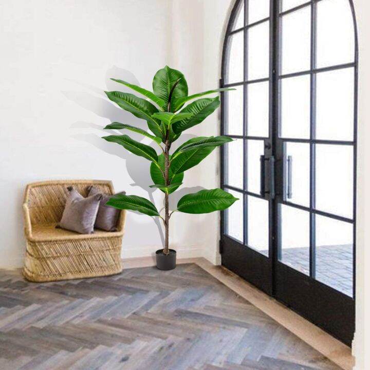 2pcs-faux-banana-tree-tropical-monstera-leaf-fake-turtle-large-palm-leaves-fern-fake-green-bushes-shrubs-greenery-decor