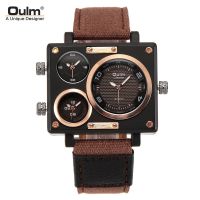 Oulm the radium 3595 men watch three eye square canvas big dial outdoor sports watch with quartz watch --Mens Watch238812✆۞♀