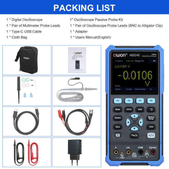 owon-ออสซิลโลสโคปแบบมือถือมัลติมิเตอร์2ch-40mhz-แบนด์วิชท์20000นับ2-in-1ดิจิตอลสโคปมิเตอร์พร้อมจอสี-lcd-3-5-i-nch-สำหรับบำรุงรักษารถยนต์ปลั๊ก-eu