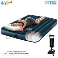 Intex  ที่นอนเป่าลม 5 ฟุต(ควีน)1.52x2.03x0.25 ม. ดูรา-บีม ไฟเบอร์-เทค  โครงสร้างใหม่ นอนสบายขึ้น สีเขียวมิดไนท์ รุ่น 64734+ที่สูบลมดับเบิ้ลควิ๊ก