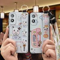 Silicone Fashion Design Phone Case For Itel A18/Tecno POP6C Soft case Cartoon Phone Holder Kickstand Wrist Strap Cute