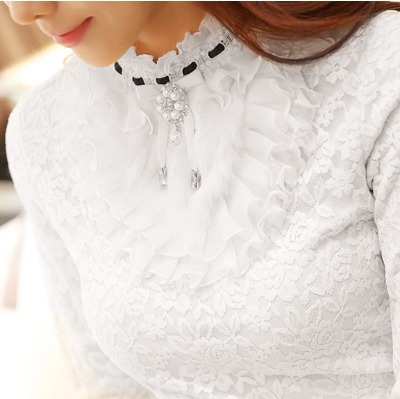 2020-new-ruffle-pearl-women-blouse-lace-white-office-lady-thick-fleece-shirts-elegant-solid-slim-sexy-bottoming-shirts-tops