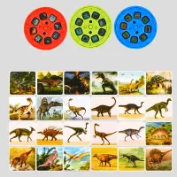 【CW】 1set Cute Cartoon Picture Dinosaur Animal Space Night Photo for Projection Flashlight Light Bedtime Learning Fun Toys