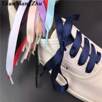 New 1Pair 1CM Width Satin Silk Ribbon Shoelaces 80/100/120/150CM Length Sneaker Sport Shoes Lace Adult Childrens laces S-2