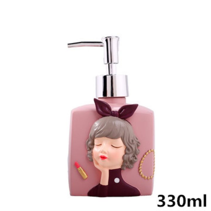 resin-bathroom-liquid-soap-dispenser-shampoo-lotion-bottle-abs-head-wedding-gift-present-pink-blue-brown-bath-hardware-330-480ml