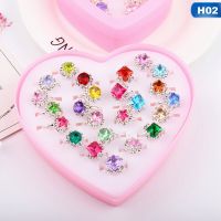 12/24/set Mixed Flower Heart Ring Baby Kids Girl Childrens Cartoon Rings With Display Box For Christmas Gift