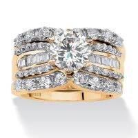 【lz】♨❡  2 pçs 100  18k ouro anel de casamento brincos conjunto princesa corte quadrado diamante anéis para mulher