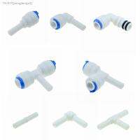 ▩△❉ Reverse Osmosis 1/4 3/8 Hose Connection Quick Coupling 1/4 3/8 Stem L Straight Tee RO Water Aquarium Plastic Joint Pipe Fitting