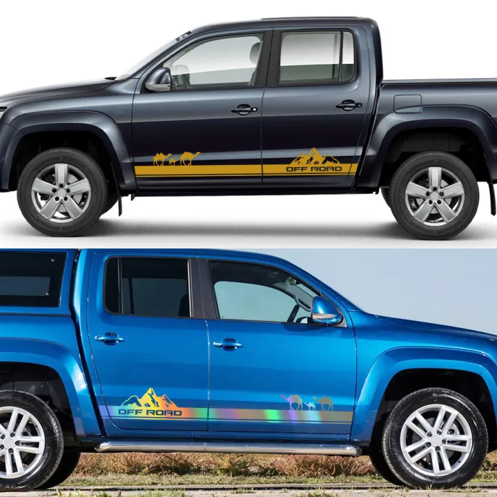 pickup-door-side-skirt-stripes-decals-for-vw-volkswagen-amarok-stickers-truck-mountain-off-road-decor-covers-auto-accessories