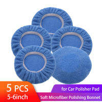 【cw】5Packs Car Polisher Pad Bonnet 5 to 6 inch Buffer Bonnets Soft Microfiber Polisher Pad Cover Waxing Applicator Bonnethot