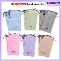 BETTERFORM 5/10/20Pcs เครื่องประดับ แว่นตา ทำความสะอาด กระเป๋าแว่นกันแดด กล่องใส่แว่นตา กระเป๋าผ้าเชือกเส้นเล็ก กระเป๋าใส่แว่น