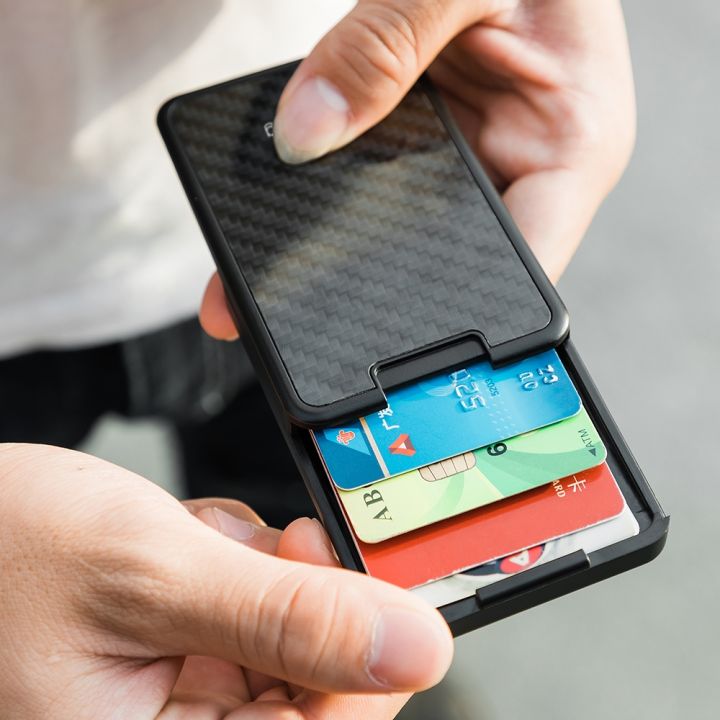layor-wallet-สไลด์ผู้ถือบัตรบางกระเป๋าสตางค์กรณีบัตรด้วยคาร์บอนไฟเบอร์-rfid-ปิดกั้นผู้ชายผู้หญิงชายหญิง