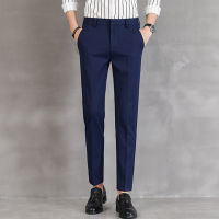 MR9 Fashion Korean Nine Pants slim 6060 กางเกงสแล็คชาย กางเกง5ส่วนชาย กางเกงเกาหลีชาย กางเกงผู้ชาย slack ผ้าฝ้ายยืด กางเกงขายาวชาย กางเกงทำงานชาย