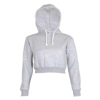 《Qinghe Yi Fang》2019ฤดูใบไม้ร่วงผู้หญิง Hoodies Solid Crop Hoodie แขนยาวจัมเปอร์ Hooded Pullover Coat Casual Sweatshirt Top Sudaderas Mujer