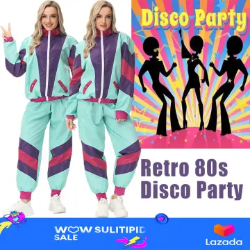 Womens 80s Tracksuit Retro Hip Hop Windbreaker Women Disco Tracksuit Sets  Colorblock One Piece Outfits Set