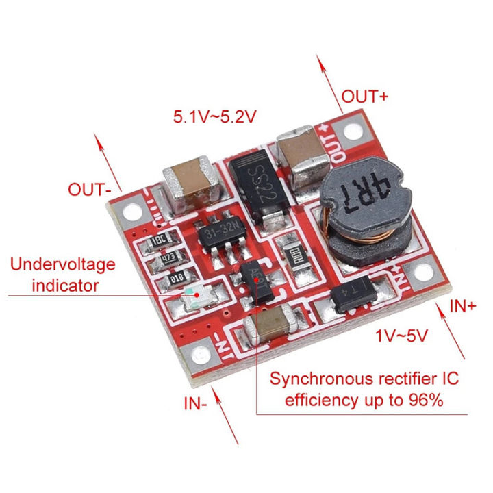 บอร์ดระบบการทำงานของไฟฟ้าบูสเตอร์แปลงเพิ่มพลังงานโมดูล-dc-96-ประสิทธิภาพสูงสุด3v-ถึง5v-1a