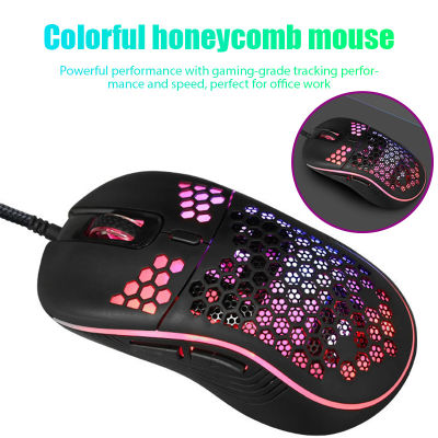 GM86 USB Wired Lightweight Gaming Mouse RGB Backlit Mouse with 6 Buttons 7200DPI Honeycomb Shell Mouse for PC Laptop Computer