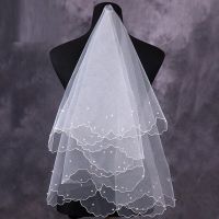 Tulle White Ivory Two Layers Bridal Veil Ribbon Edge Cheap Bride Accessories 75cm Short Women Veil Comb acessorios para noivas Hair Accessories