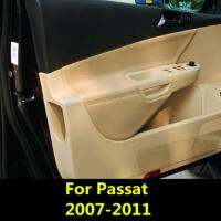 4PCS ไมโครไฟเบอร์ด้านหน้าด้านหลังแผงประตู Armrest ฝาครอบหนังสำหรับ Volkswagen Passat B6 2007- 2011