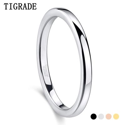 [MM75] TIGRADE ทังสเตน2มิลลิเมตรแหวนบางสำหรับผู้หญิงขัดสีดำทองกุหลาบสีเงินทองแมตต์แฟชั่นหญิงแหวนสำหรับทุกวันพรรค