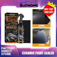 Rayhong 9H เซรามิคเคลือบรถขี้ผึ้ง Hybrid Nano Liquid Glass เซรามิคเคลือบรถ Polish Sealer Sealant Hydrophobic Wax เคลือบเซรามิคสำหรับรถยนต์ Rapid Ceramic Paint Sealant Kit Gloss &amp; Shine Hydrophobic Car Polish Car Detailing สำหรับรถยนต์120มล. มล.