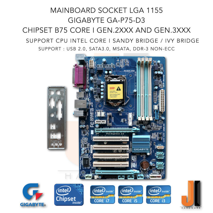 mainboard-gigabyte-ga-p75-d3-lga1155-support-intel-core-i-gen-2xxx-and-gen-3xxx-สินค้ามือสองสภาพดีมีการรับประกัน