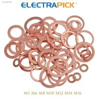 ❇ ELECTRAPICK 10/20/50pcs Copper Washer Solid Gasket Sump Plug Oil Seal Flat Ring Plain Spacer Washers M5 M6 M8 M10 M12 M14 M16