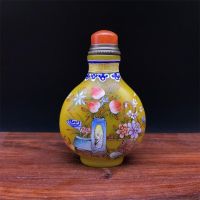 High-end Original Gu Yuexuan porcelain tire sleeve snuff bottle Forbidden City gift collection ancient rack ornaments snuff powder with spoon