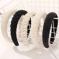 【CW】 Pearls Sponge Hoop Baroque Hair Accessories Headband Wide Hairband Fashion Headwear