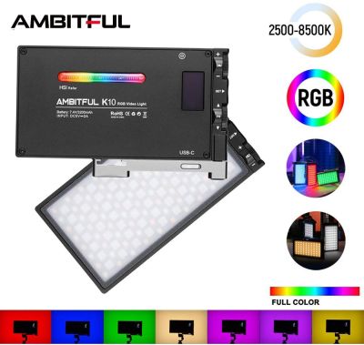 AMBITFUL K10 RGB 2500K-8500K Dimmable Full Color LED Video Light Photography Video Studio DSLR Camera Light PK BOLING BL-P1 Phone Camera Flash Lights