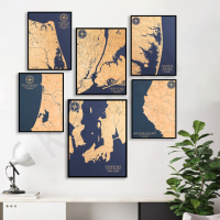 City Navigation Map โปสเตอร์ Rhode Island Virginia Fenwick Island New York Pelican Bay Montana ใหม่ Smyrna South Shore ตกแต่งผนังที่สมบูรณ์แบบสำหรับบ้านหรือสำนักงาน