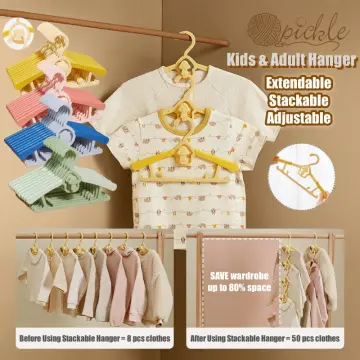 Baby Closet Hangers Rack Extendable Baby Clothes Hanger Ultra Thin Non-Slip  Laundry Infant Pant Hanger
