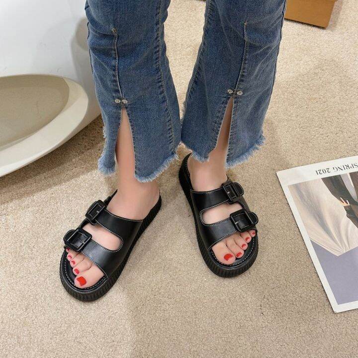 ankle-strap-buckle-platform-slippers-female-2023-summer-foreign-trade-platform-flat-heeled-muffin-outerwear-beach-slippers-female