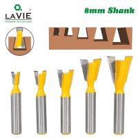 LA VIE 5pcs 8mm Shank Dovetail Joint Router Bits Set 14 องศางานไม้แกะสลักเครื่องตัดกัดบิตสําหรับไม้ MC02221