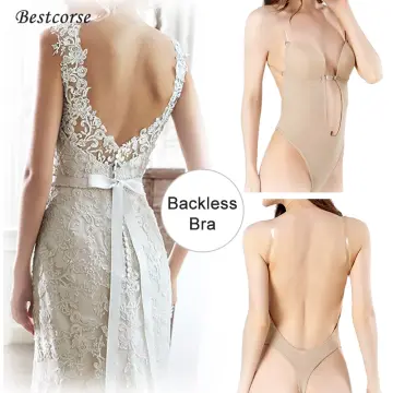 Women Plunging Deep V-neck Strapless Backless Bodysuit For Wedding Body  Shaper Bra