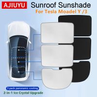 AJIUYU Roof Sunshade For Tesla Model Y 3 Car 2021-2023 Sunroof Upgrade Ice Cloth Buckle Sun Shades Glass Front Rear Skylight Sunshades