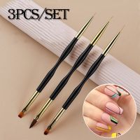 3Pcs French Stripe Nail Art Liner Brush Set Tips Ultra thin Line Drawing Pen Dual End UV Gel Painting Brushes Manicure Tools