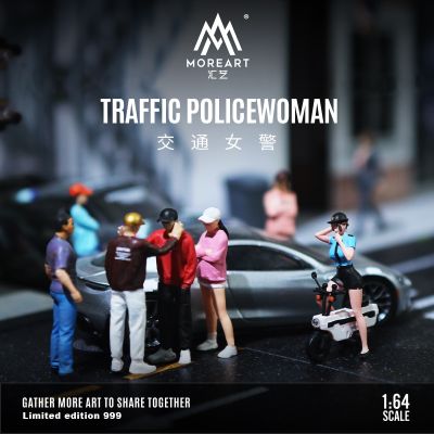 More Art 1:64Traffic Policewoman Mini Resin Figures For Model Sports Car Diorama Display & Collection