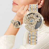 Luxurious Unique Leopard Pattern Diamond-encrusted Quartz Watch for Women Silver Alloy Skeleton Wrist Watches for Ladies