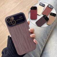 Floveyoo เคสกระจกป้องกันหน้าต่างขนาดใหญ่ลายไม้สำหรับ iPhone 14 13 12 11 Pro Max 14Plus 14Pro ย้อนยุคกันกระแทกมันวาว