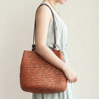 Bohemia Straw Shoulder Bag Women Large Capcity Woven Bucket Beach Bag Handmade Travel Handbag Rattan Shopping Lady Totes Bolso