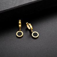 【YP】 316L Trend Minimalist Round Roman Numerals Fashion Unusual Hoop Earrings Temperament Jewelry