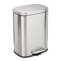 12 Liter Soft-Close Smude Resistant Small Trash Can with Foot Pedal - Brushed Stainless Steel Satin Silver Finish